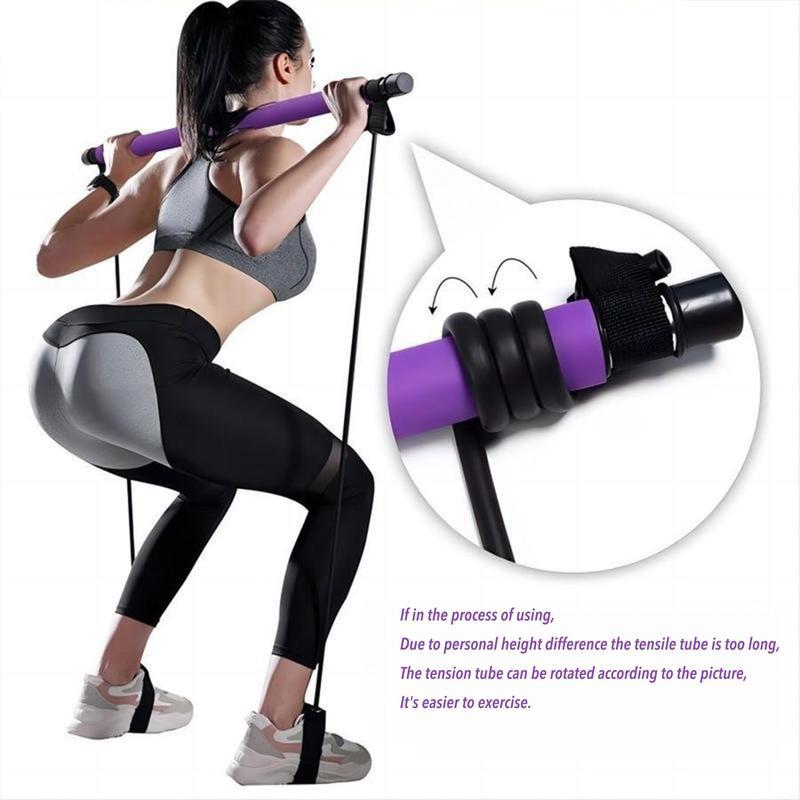 Yoga Pilates Resistance Band, Yoga Pilates Bar with Resistance Band, Full-body Fitness Elastic Resistance Rope Stick