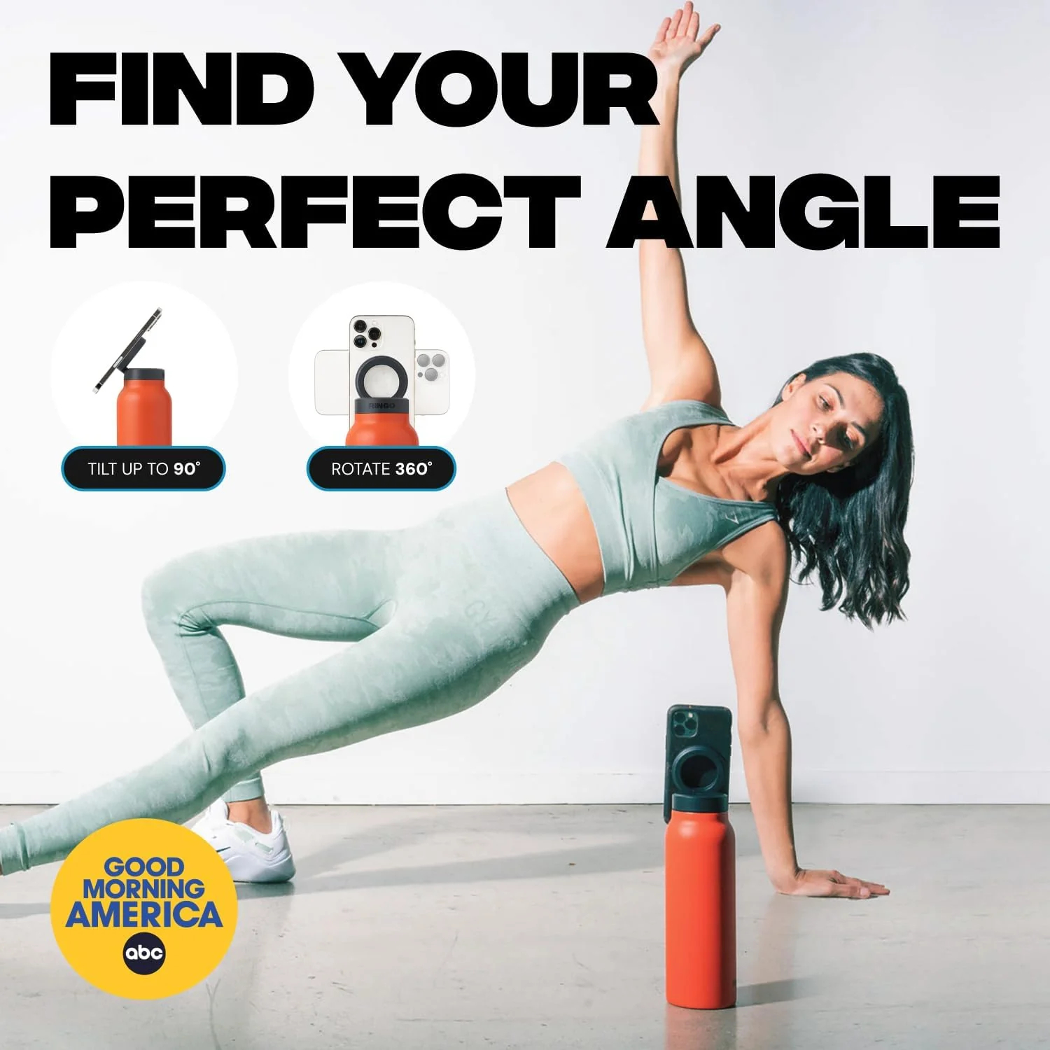 24oz Magnetic Phone Mount Insulated Bottle｜Large Capacity Sports Water Bottle · Double-Wall Stainless Steel · MagSafe Compatible