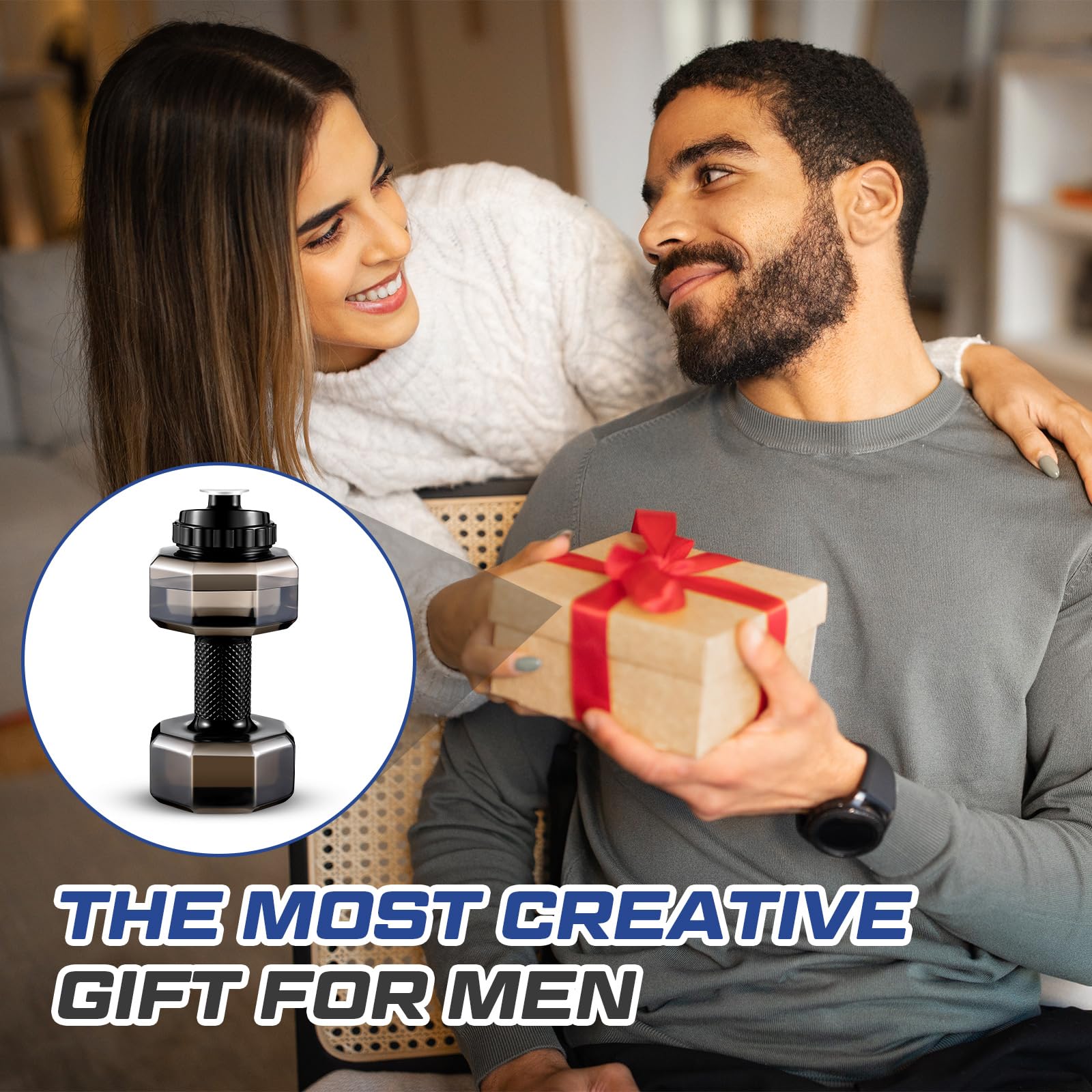 Dumbbell-shaped water bottles, 2.2L75oz, water bottles for gym workouts, large capacity PETG, sports, fitness, exercise, gym