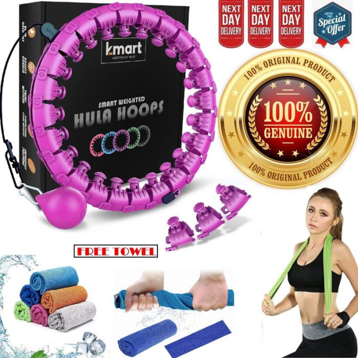 UK Seller K-MART Smart Weighted Hula Hoop - 24 Detachable Links, 360° Auto-Spinning Ball for Gymnastics, Massage