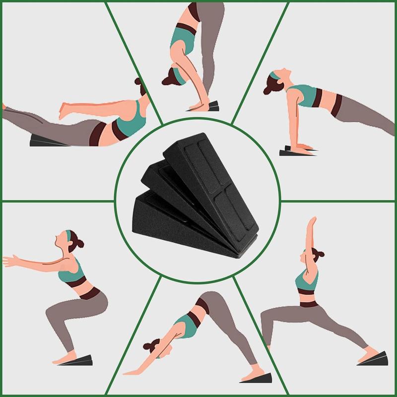 Squat Wedge Blocks, 3 Counts Non-slip Incline Boards, Foot Wedge Foam Incline Boards, Leg Extensions for Home Workouts, Calf Stretch, Heel Squats, Y