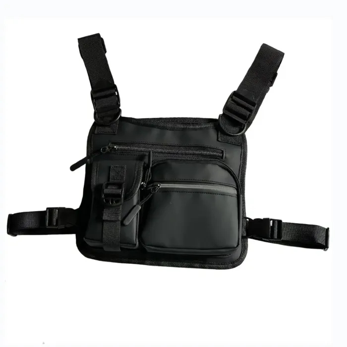 Adjustable Zipper Multi-functional Nylon Chest Bag, Sporty Vest Bag for Tennis Pickleball Outdoor Hiking Cycling Workouts, Gym Bag, Exercise Bags, B