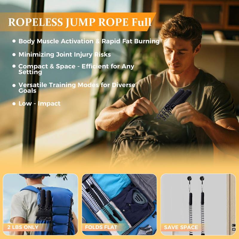 Ropeless Battle Ropes for Home Gym - Cordless Training Rope Fitness Equipment for Men & Women