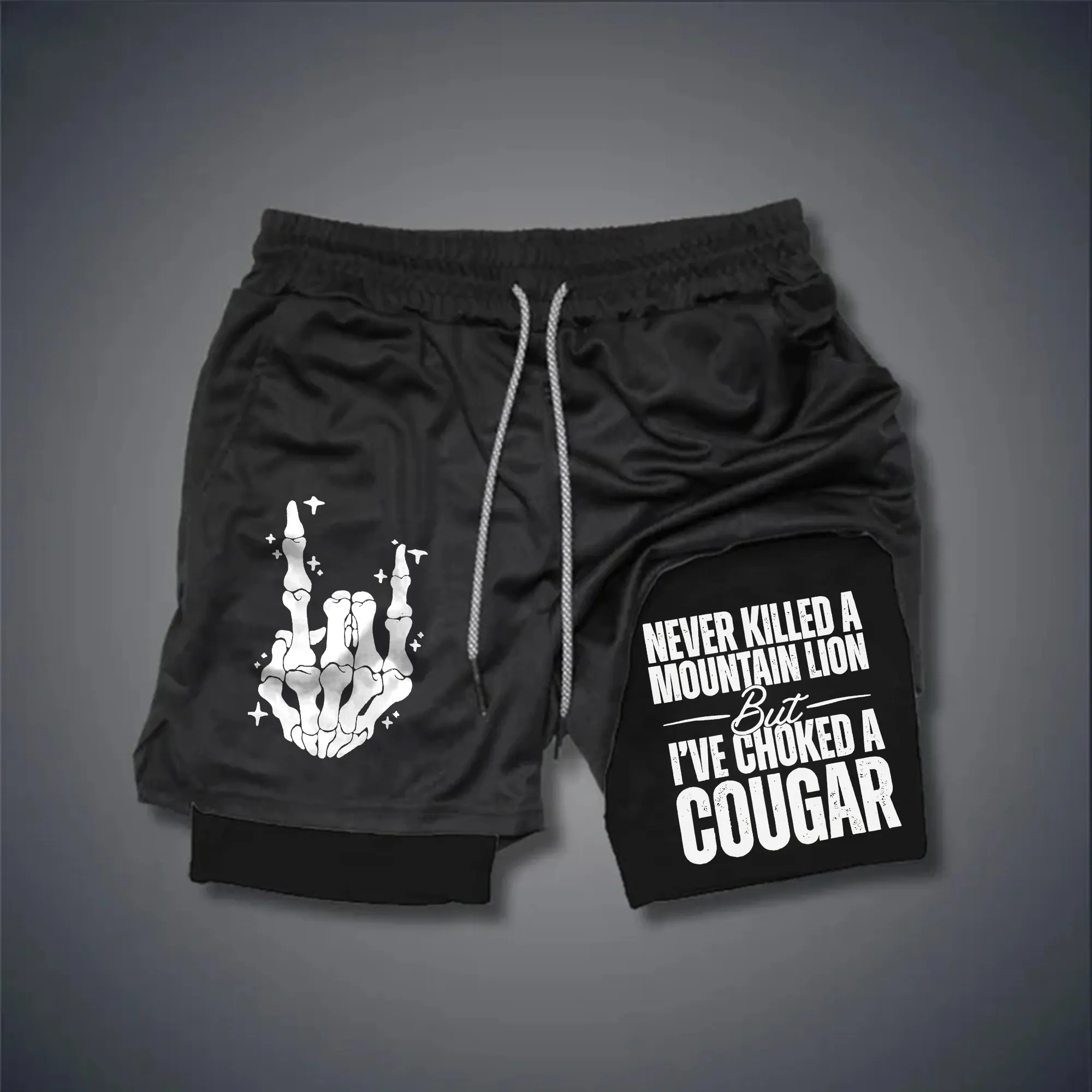 Never Killed A Mountain Lion But I've Choked A Cougar Print Men's Performance Shorts