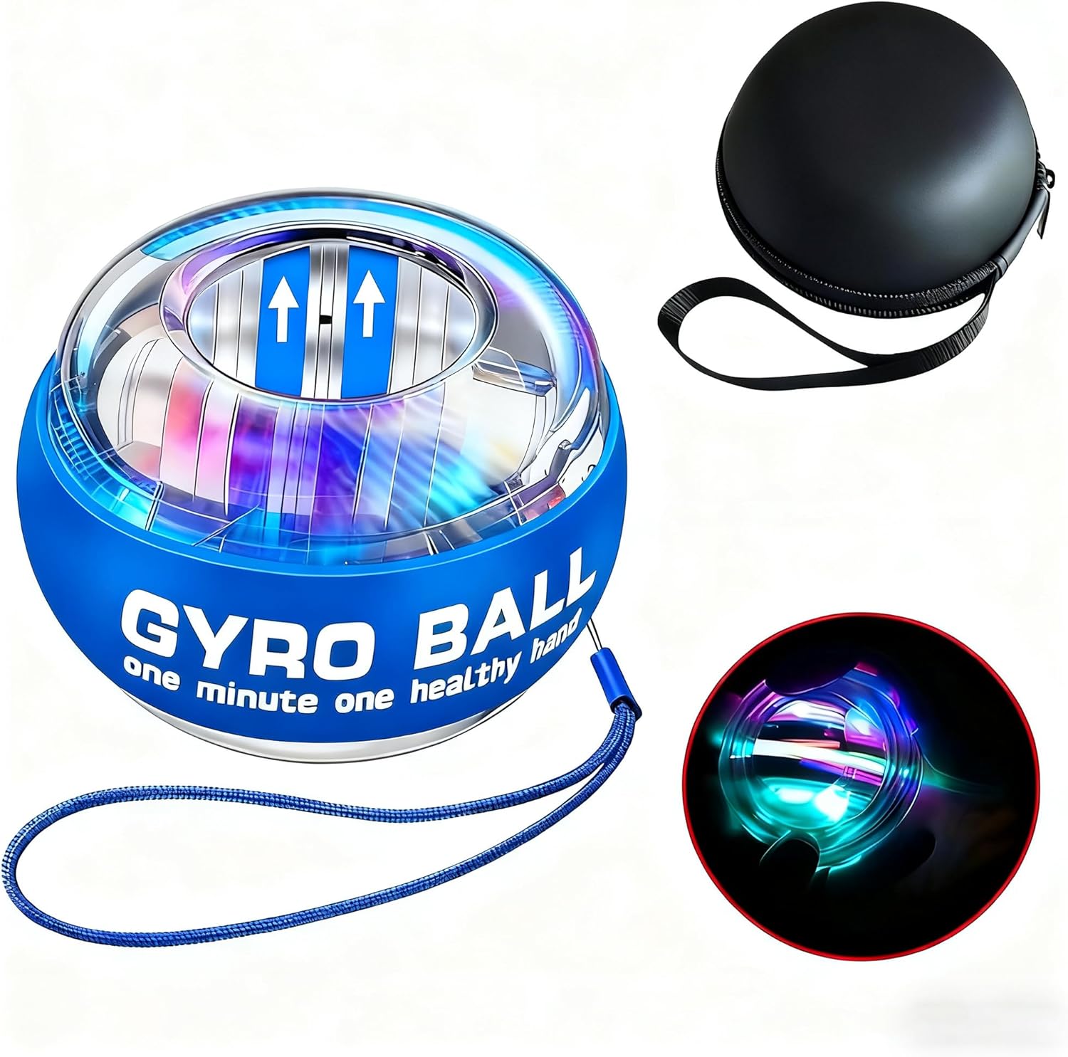 Automatic Start Gyroscopic Wrist Ball with LED Lights, Wrist Strengthener and Forearm Exerciser for Stronger Arms, Fingers, and Muscles