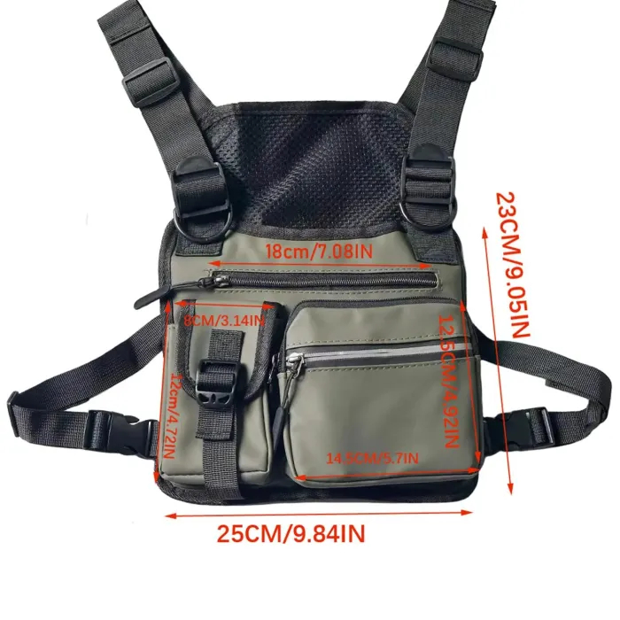 Adjustable Zipper Multi-functional Nylon Chest Bag, Sporty Vest Bag for Tennis Pickleball Outdoor Hiking Cycling Workouts, Gym Bag, Exercise Bags, B