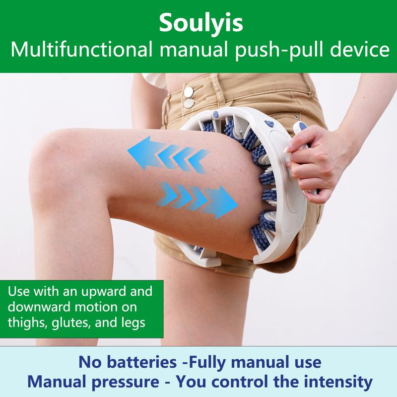 Soulyis Cellulite Manual Push-Pull Roller - Deep Tissue Pain Relief, Body Sculpting, Anti-Inflammation and Fast Recovery