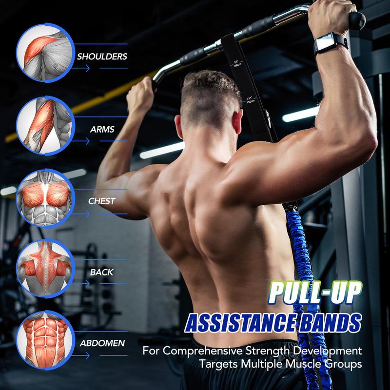 Alongsong Advanced Pull Up Assist Bands Set Heavy-duty 45x80lbs Resistance Adjustable Strap & Wide Footplate for Home Gym Outdoor Workout Strength T