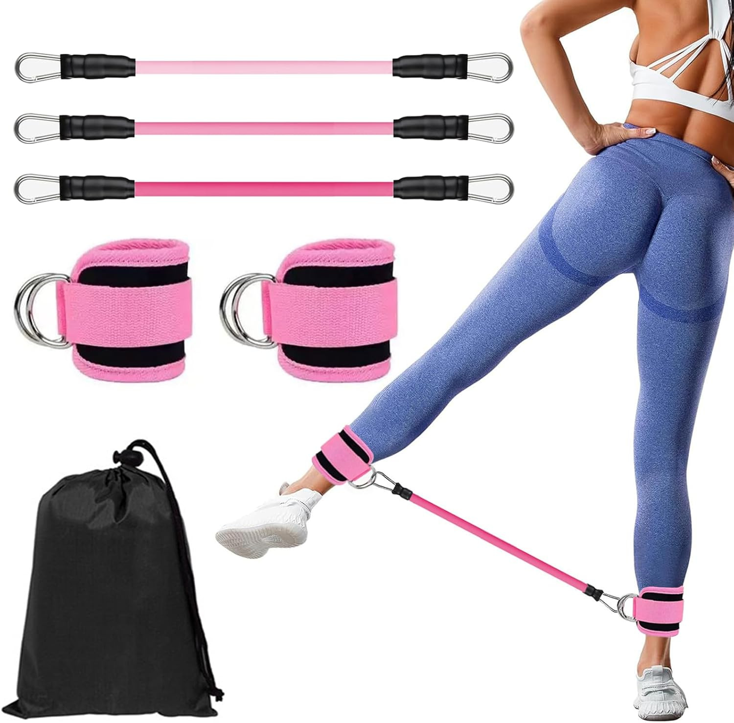 Resistance Bands, 5-Pack Ankle Band Set for Leg and Hip Training – TPE Material Band for Women Men