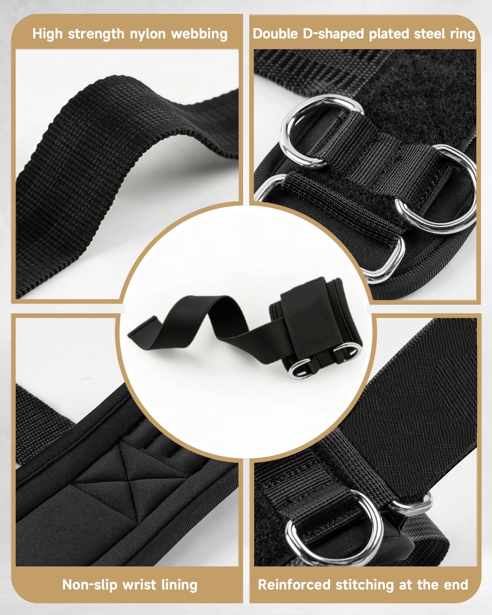 Non-Slip Weightlifting Wrist Straps – D-Ring Gym Lifting Straps with Cushioned Support