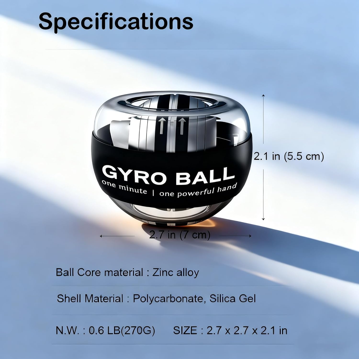 Automatic Start Gyroscopic Wrist Ball with LED Lights, Wrist Strengthener and Forearm Exerciser for Stronger Arms, Fingers, and Muscles