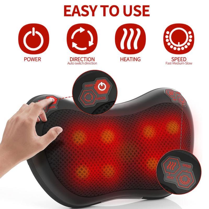 Neck and Back Massager Pillow with 3D Kneading and Heating - Electric Cushion for Ultimate Comfort and Relaxation