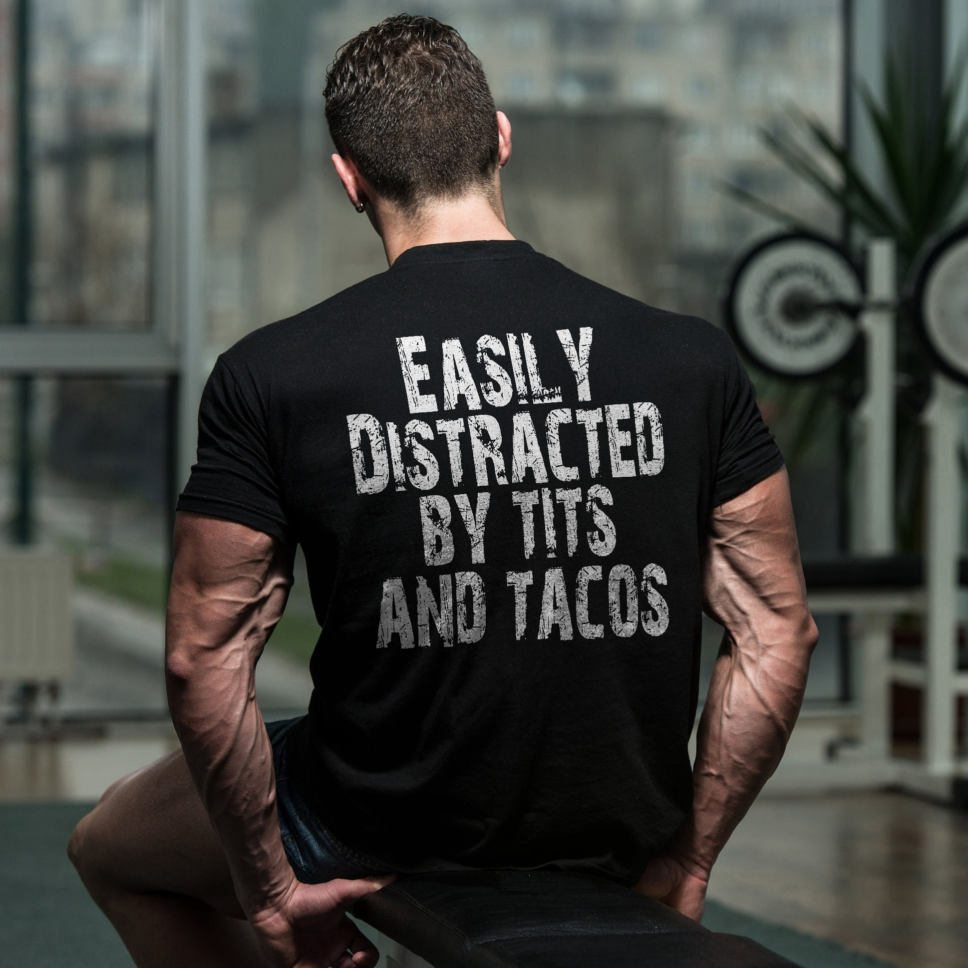 Easily Distracted By Tits And Tacos Printed Men's T-shirt
