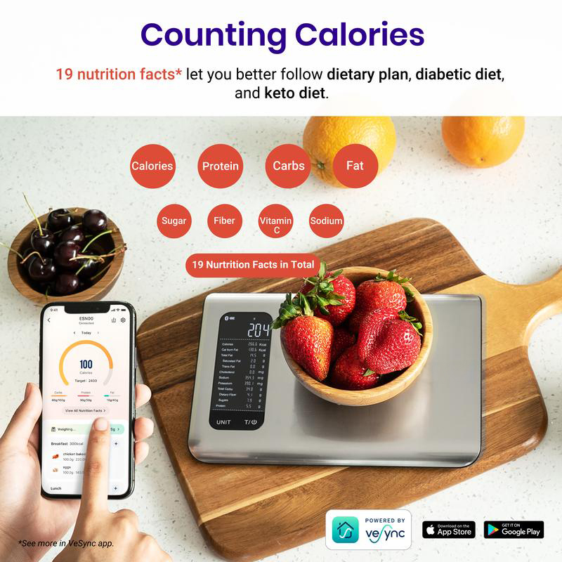 Al Smart Food Scale 19Holiday HaulNutrient Facts Auto Scan  Digital Calorie Counterfor Meal Prep & Fitness Compact StainlessDesign TikTokShopHoliday