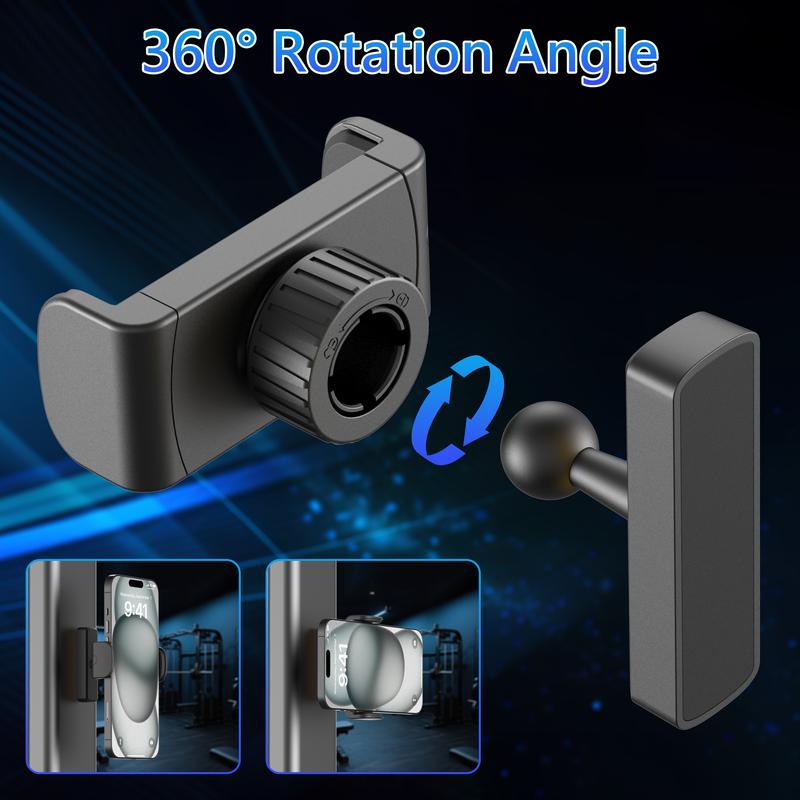 Magnetic Phone Holder for Gym - 360° Adjustable, Strong Portable Magnet Phone Mount for Workout Recording, Fitness Accessories Essentials,