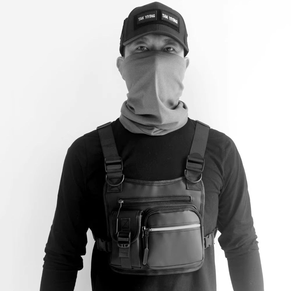 Adjustable Zipper Multi-functional Nylon Chest Bag, Sporty Vest Bag for Tennis Pickleball Outdoor Hiking Cycling Workouts, Gym Bag, Exercise Bags, B