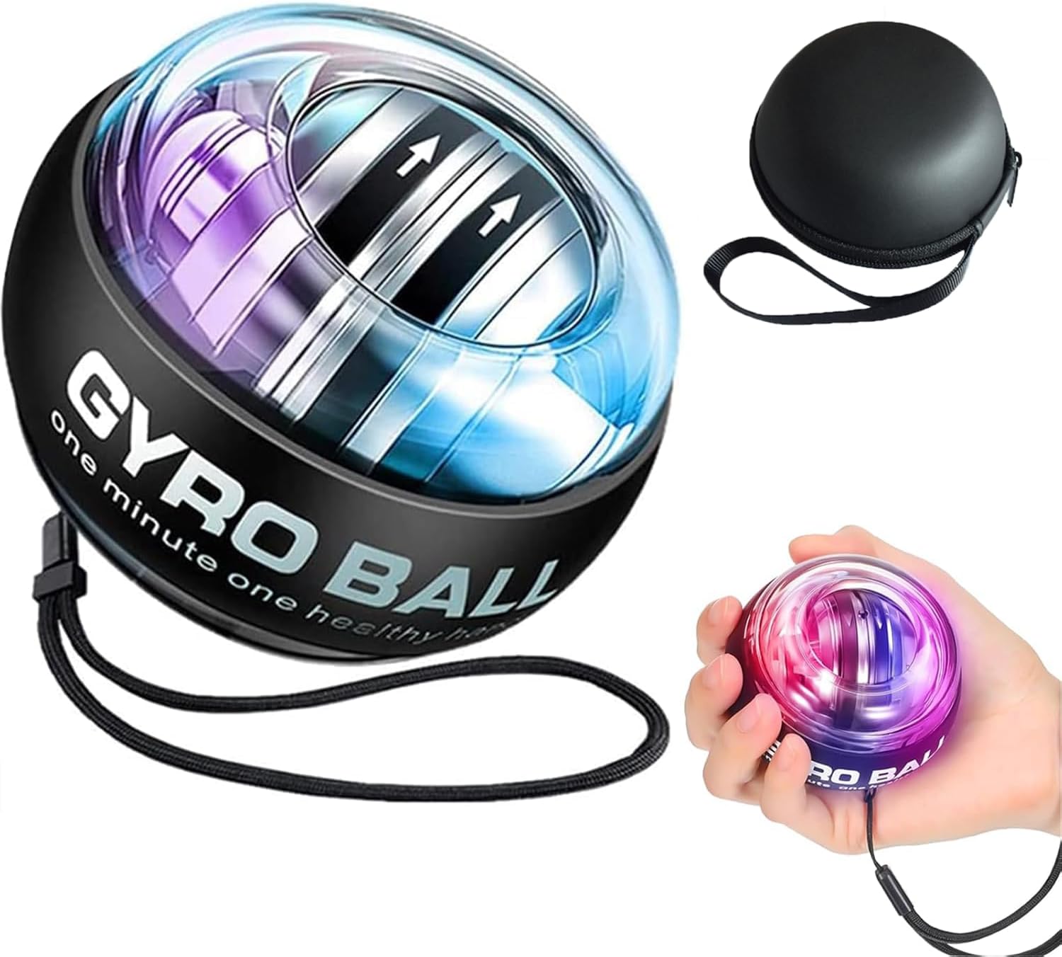 Automatic Start Gyroscopic Wrist Ball with LED Lights, Wrist Strengthener and Forearm Exerciser for Stronger Arms, Fingers, and Muscles