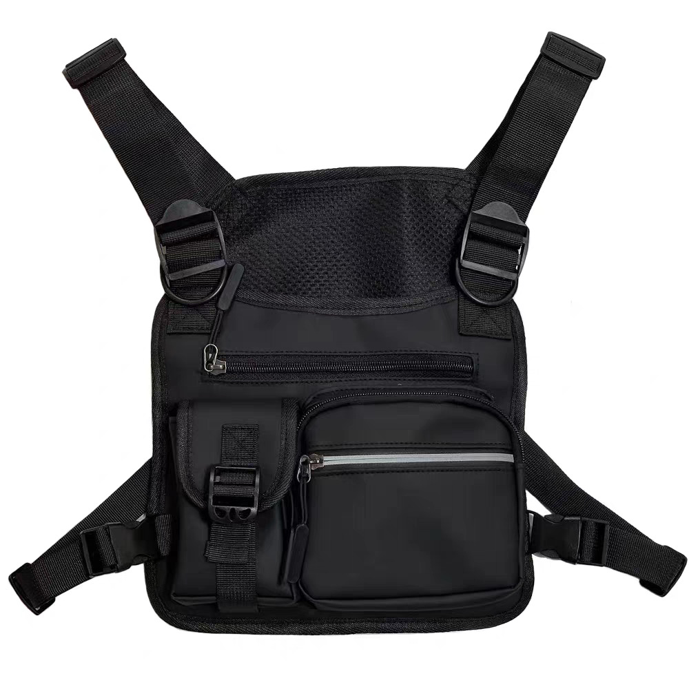 Adjustable Zipper Multi-functional Nylon Chest Bag, Sporty Vest Bag for Tennis Pickleball Outdoor Hiking Cycling Workouts, Gym Bag, Exercise Bags, B