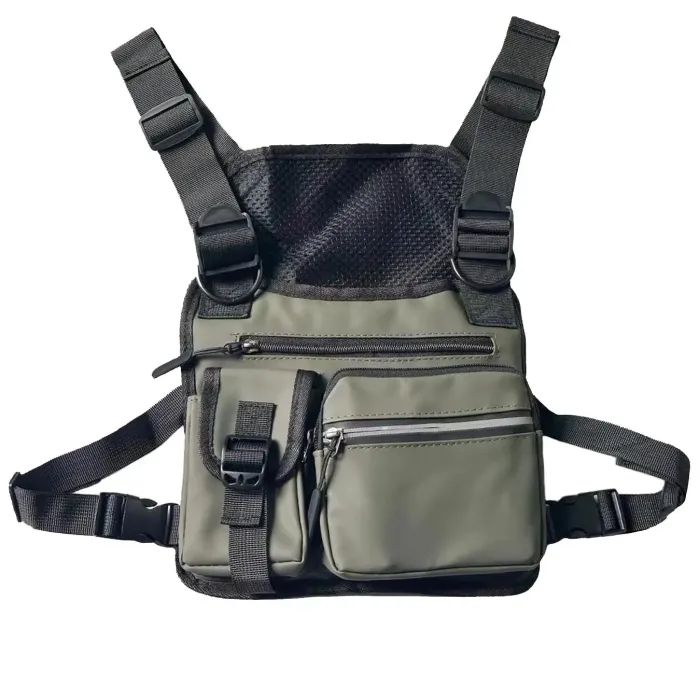 Adjustable Zipper Multi-functional Nylon Chest Bag, Sporty Vest Bag for Tennis Pickleball Outdoor Hiking Cycling Workouts, Gym Bag, Exercise Bags, B