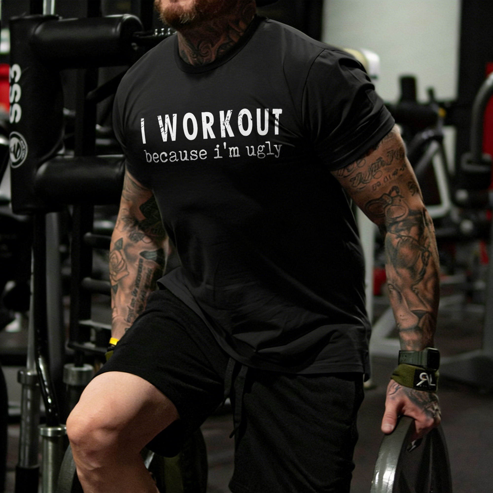 I Workout Because I'm Ugly Printed Men's T-shirt