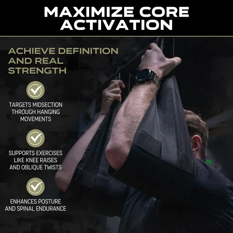 Pull-Up With Ab Training Strap, Crunches, Leg Raises, Obliques, And Hanging Exercises With Ab Strap.