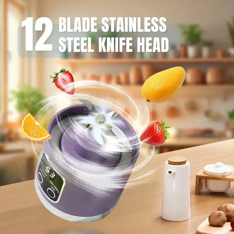 Portable Personal Blender, Usb Rechargeable Blender with Led Display for Smoothies and Liquid Diets, Multifunctional Juicer