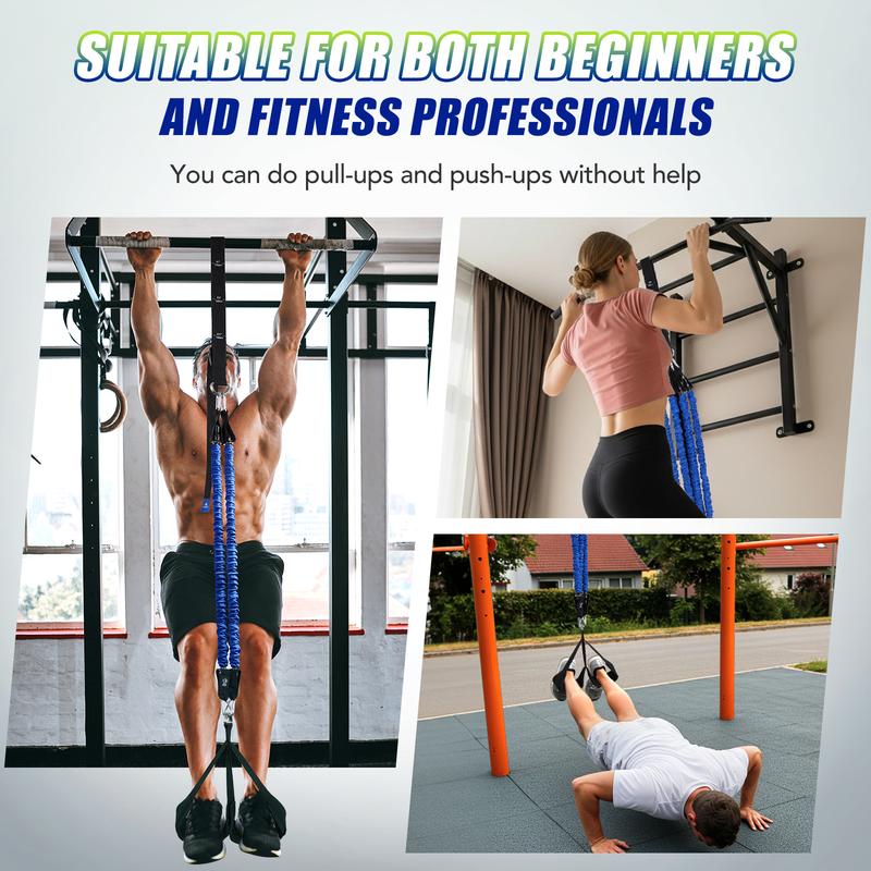 Alongsong Advanced Pull Up Assist Bands Set Heavy-duty 45x80lbs Resistance Adjustable Strap & Wide Footplate for Home Gym Outdoor Workout Strength T