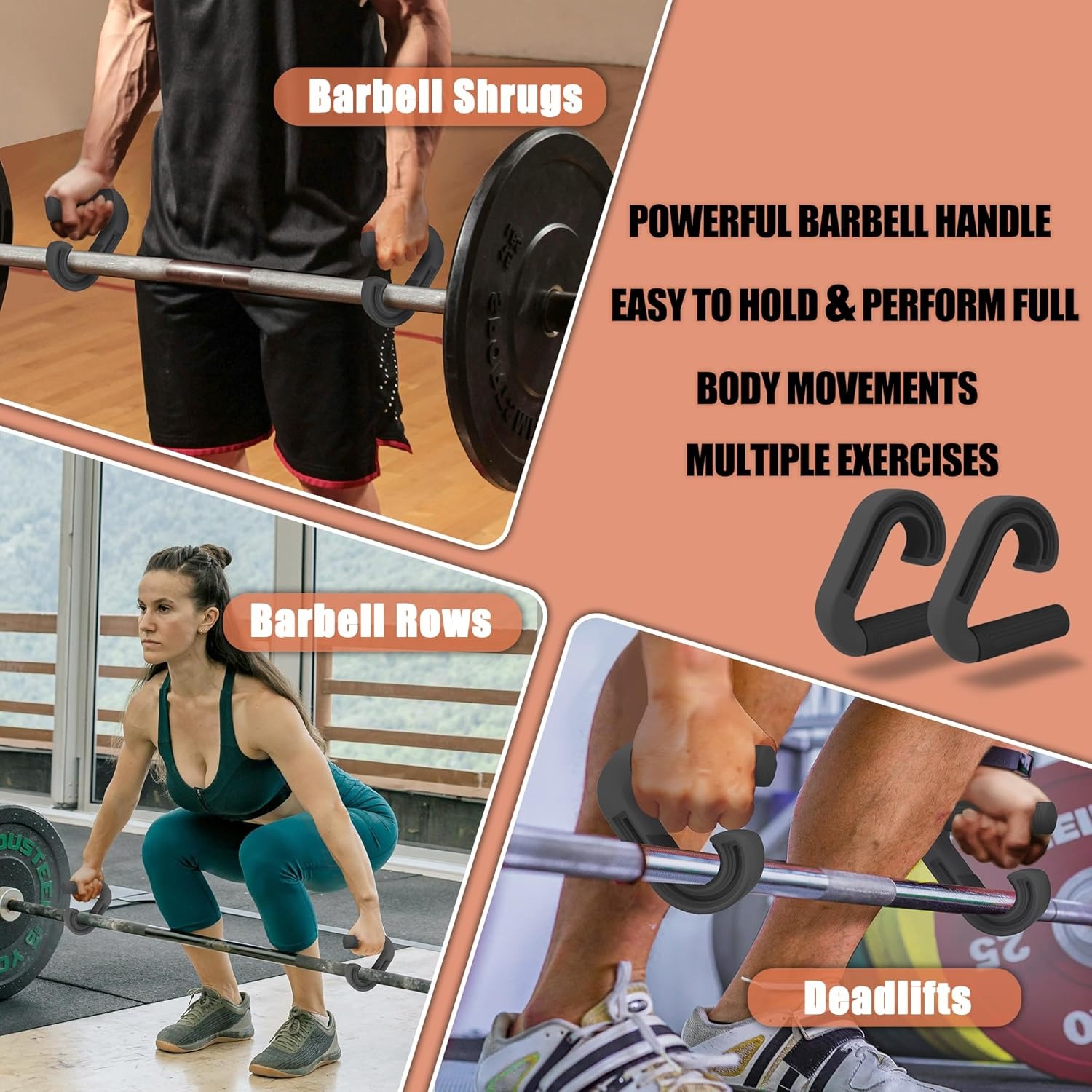 Neutral grip for resistance training Portable ergonomic hooks suitable for barbell rows, deadlifts, and high-strength resistance bands.