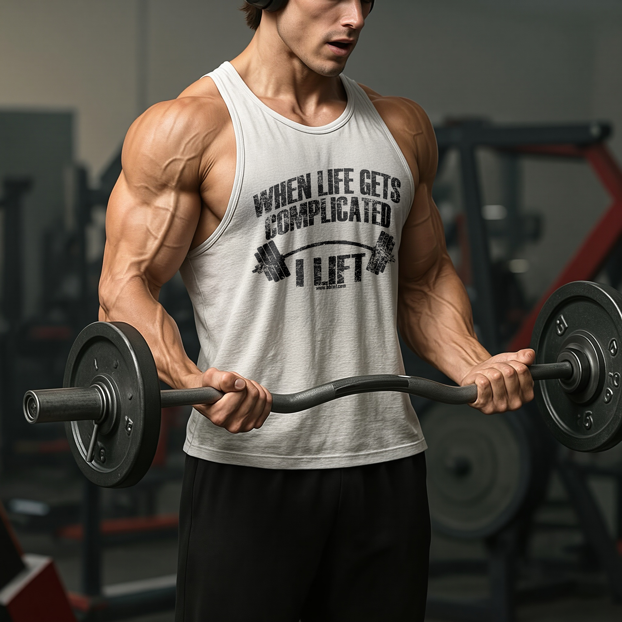 When Life Gets Complicated I Lift Printed Men's Tank Top