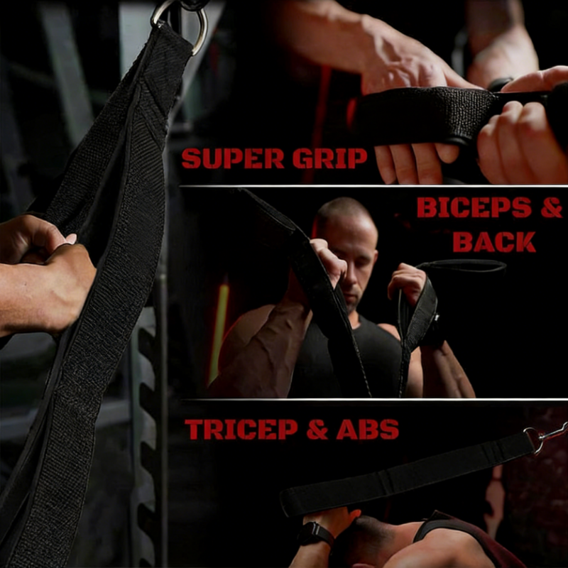 Tricep Rope Cable Attachments Rope for Gym, 1 Count Workout Rope Cable with 4 Anti-slip Handles, Exercise Gym Equipment for Home, Lifting Strap