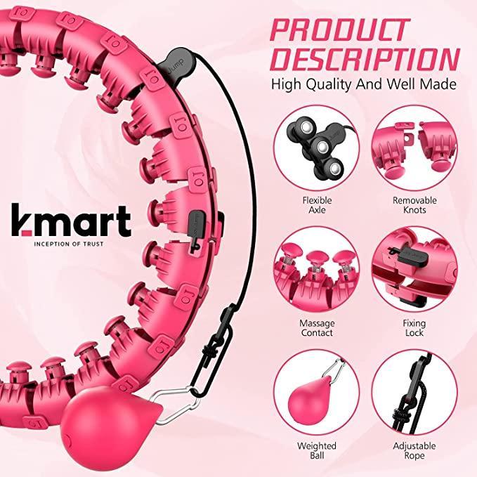 UK Seller K-MART Smart Weighted Hula Hoop - 24 Detachable Links, 360° Auto-Spinning Ball for Gymnastics, Massage