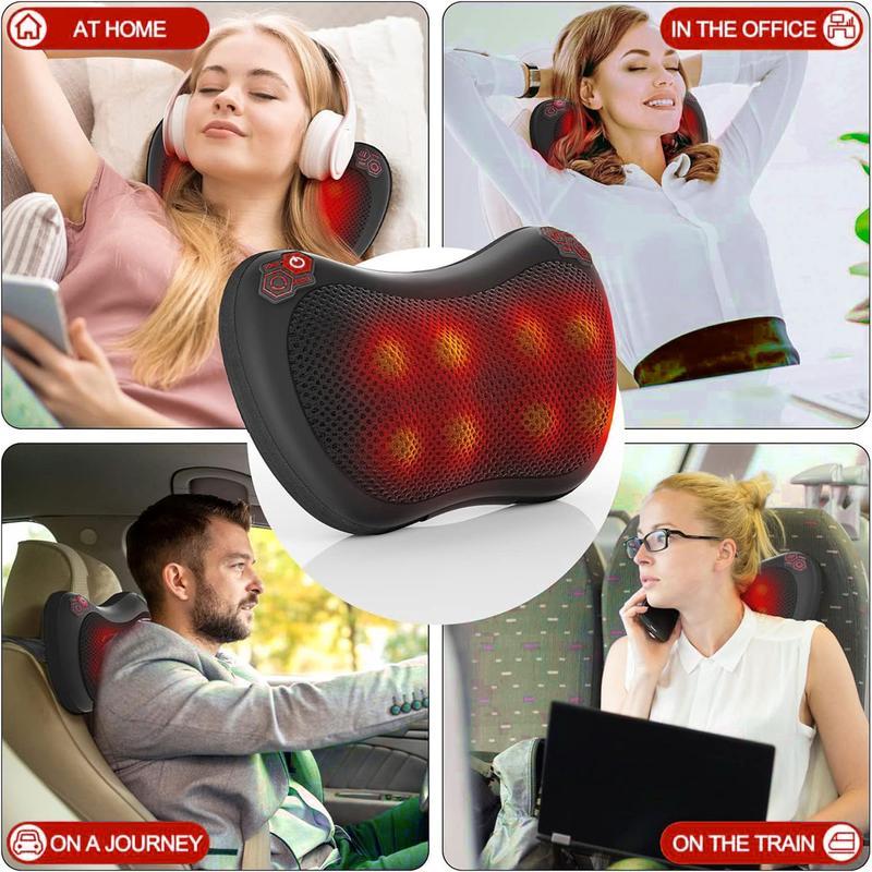 Neck and Back Massager Pillow with 3D Kneading and Heating - Electric Cushion for Ultimate Comfort and Relaxation