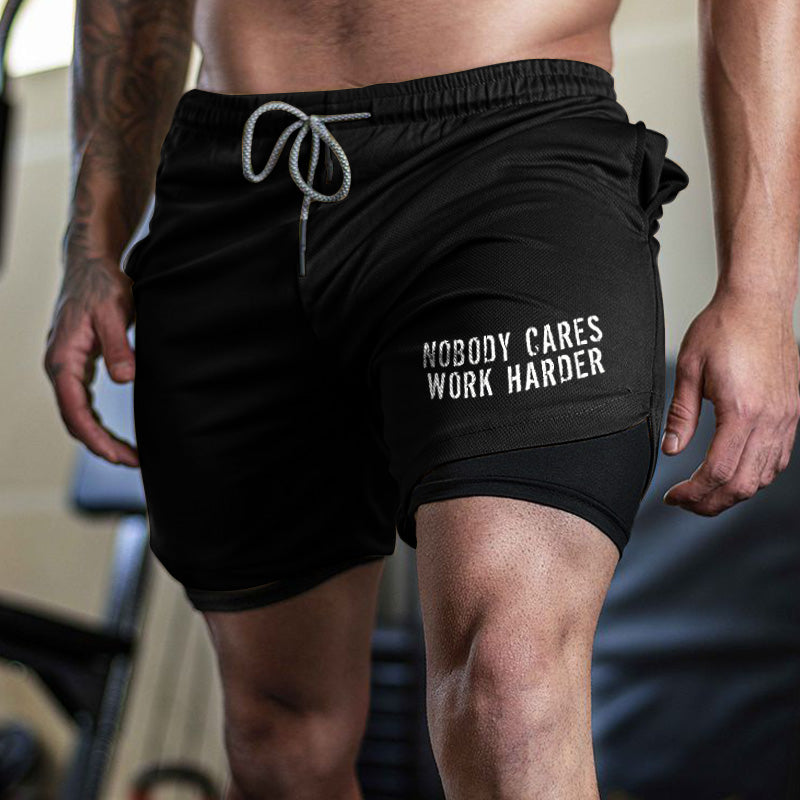Nobody Cares Work Harder Print Men's Performance Shorts