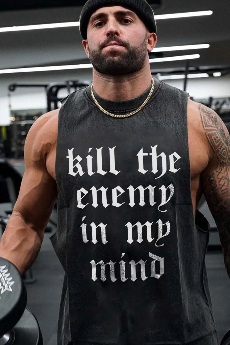 Kill The Enemy In My Mind Printed Men's Vest washed