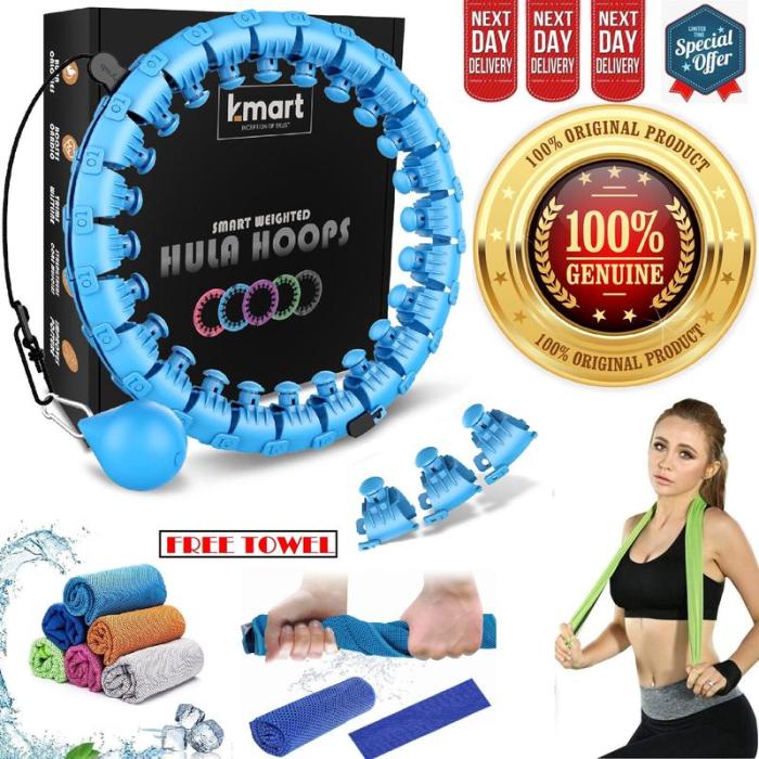 UK Seller K-MART Smart Weighted Hula Hoop - 24 Detachable Links, 360° Auto-Spinning Ball for Gymnastics, Massage