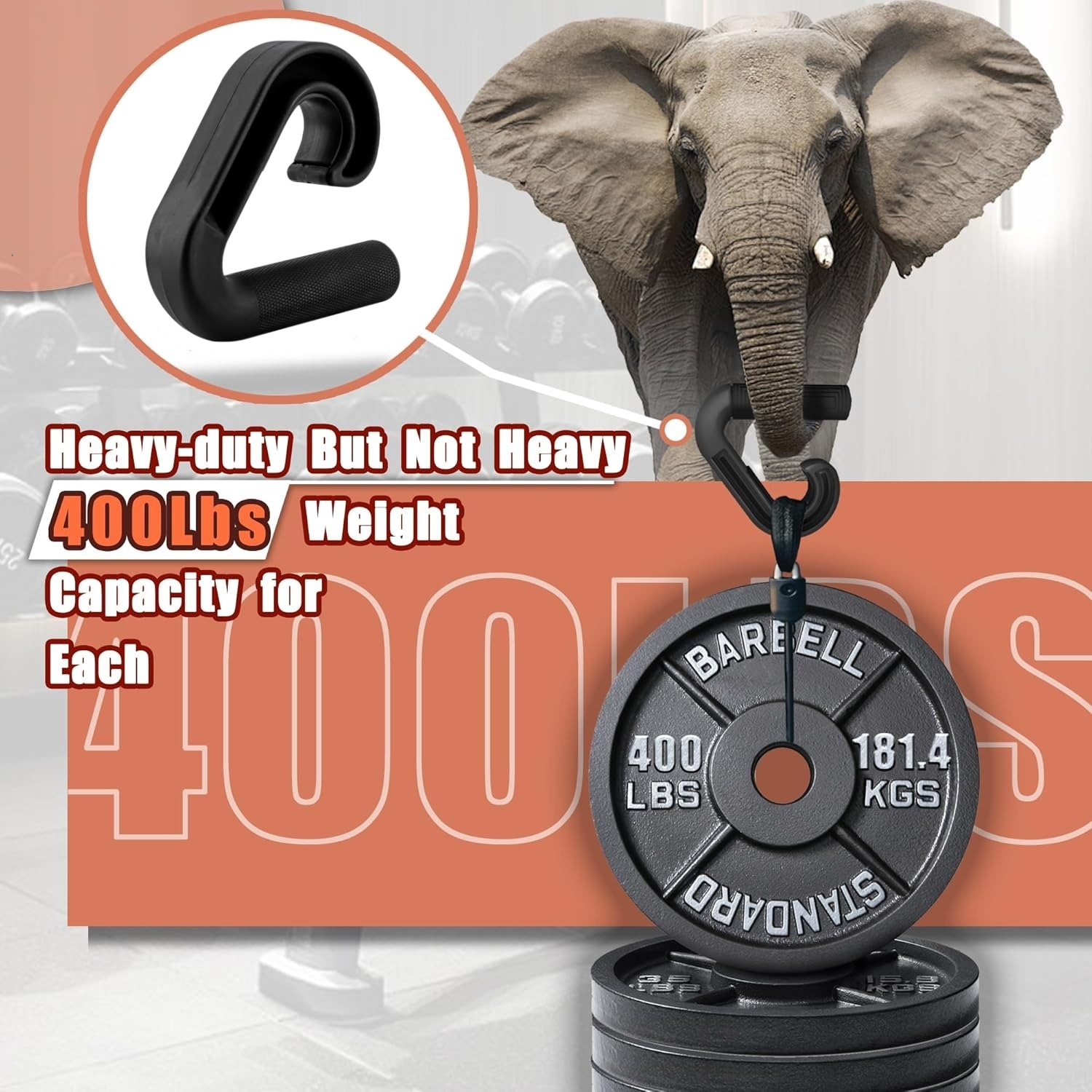 Neutral grip for resistance training Portable ergonomic hooks suitable for barbell rows, deadlifts, and high-strength resistance bands.