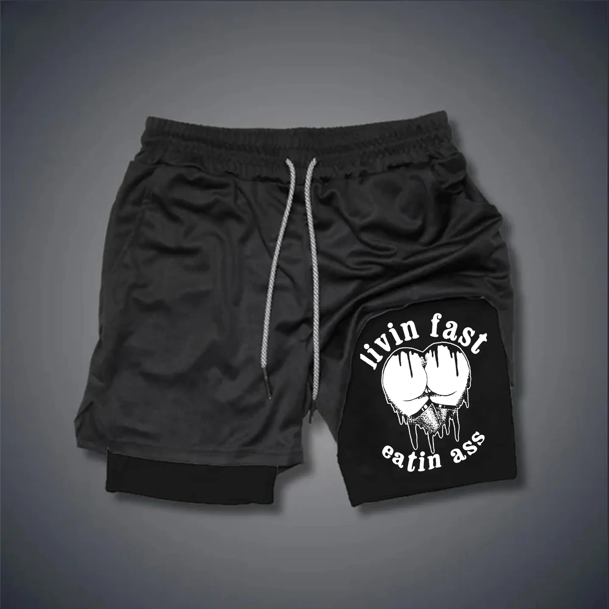 Livin Fast Eatin Ass Print Men's Performance Shorts
