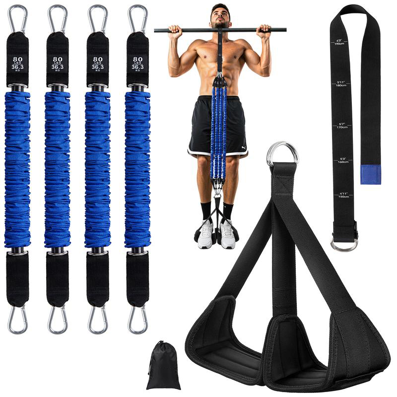Alongsong Advanced Pull Up Assist Bands Set Heavy-duty 45x80lbs Resistance Adjustable Strap & Wide Footplate for Home Gym Outdoor Workout Strength T