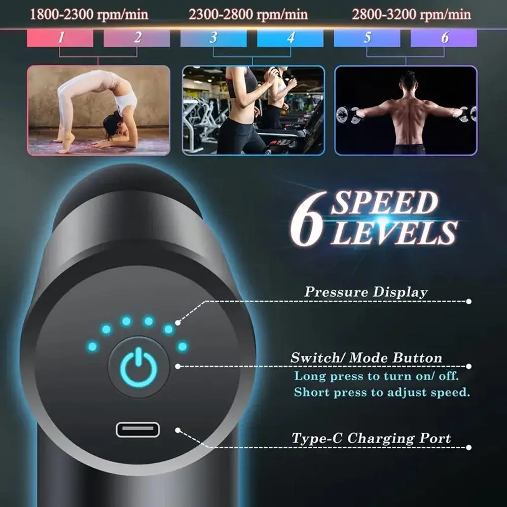 Electric Massage Machine, Including 4 Counts Replacement Heads, Portable Handheld Comfort Muscle Massage