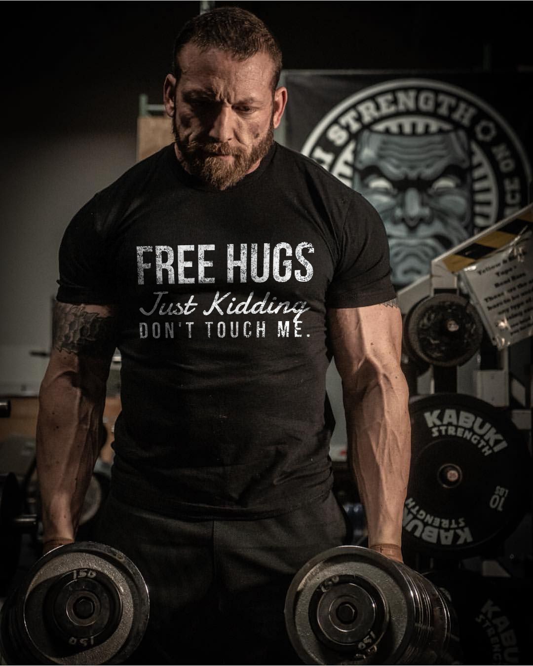 Free Hugs Just Kidding Don't Touch Me Printed Men's T-shirt