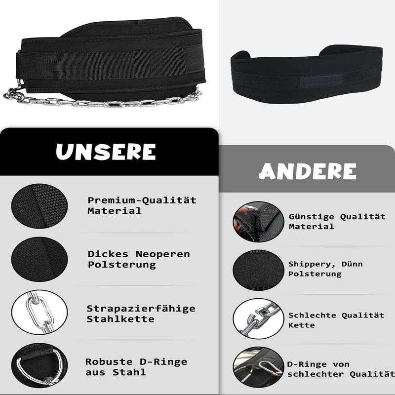 Weighted Pull-up Belt with Chain, Fitness Strength Training Waist Belt, Squat Weight Belt, Pull-up Belt for Weightlifting, Squats, Muscle Training E