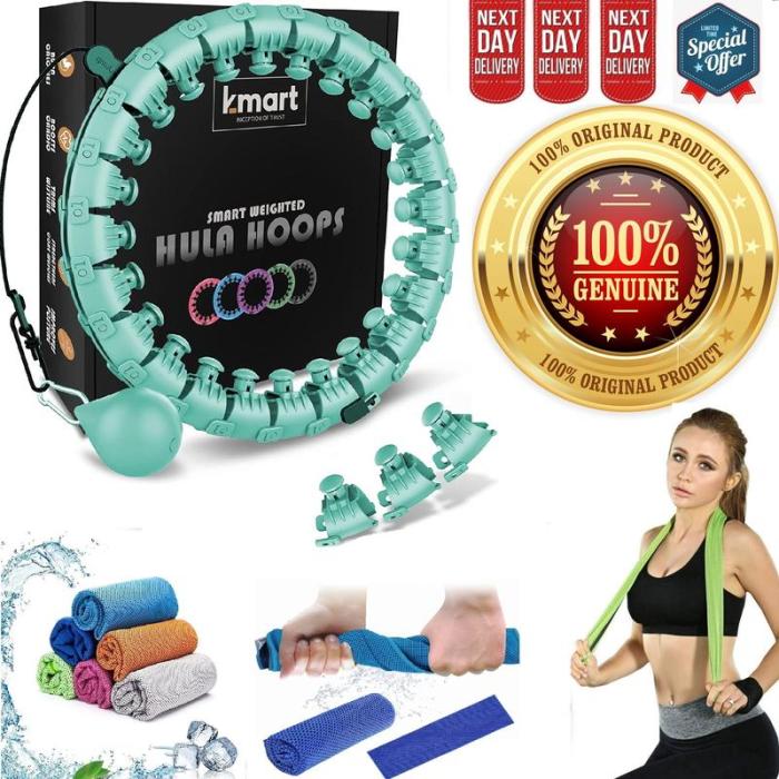 UK Seller K-MART Smart Weighted Hula Hoop - 24 Detachable Links, 360° Auto-Spinning Ball for Gymnastics, Massage
