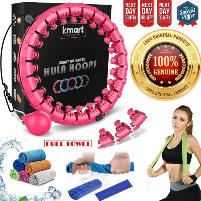 UK Seller K-MART Smart Weighted Hula Hoop - 24 Detachable Links, 360° Auto-Spinning Ball for Gymnastics, Massage