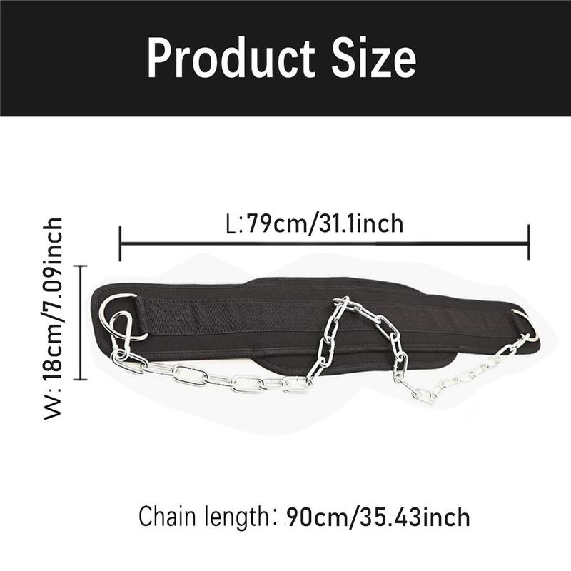 Weighted Pull-up Belt with Chain, Fitness Strength Training Waist Belt, Squat Weight Belt, Pull-up Belt for Weightlifting, Squats, Muscle Training E
