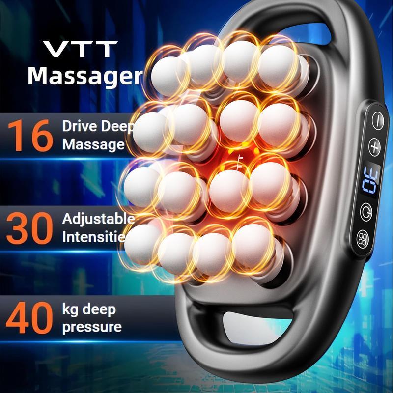 16 Head Massage Gun Deep Tissue with 30 Levels & 30 Modes,Deep Tissue Percussion Massager with 16 Massages Heads, Red Light Therapy, Quiet Muscle M