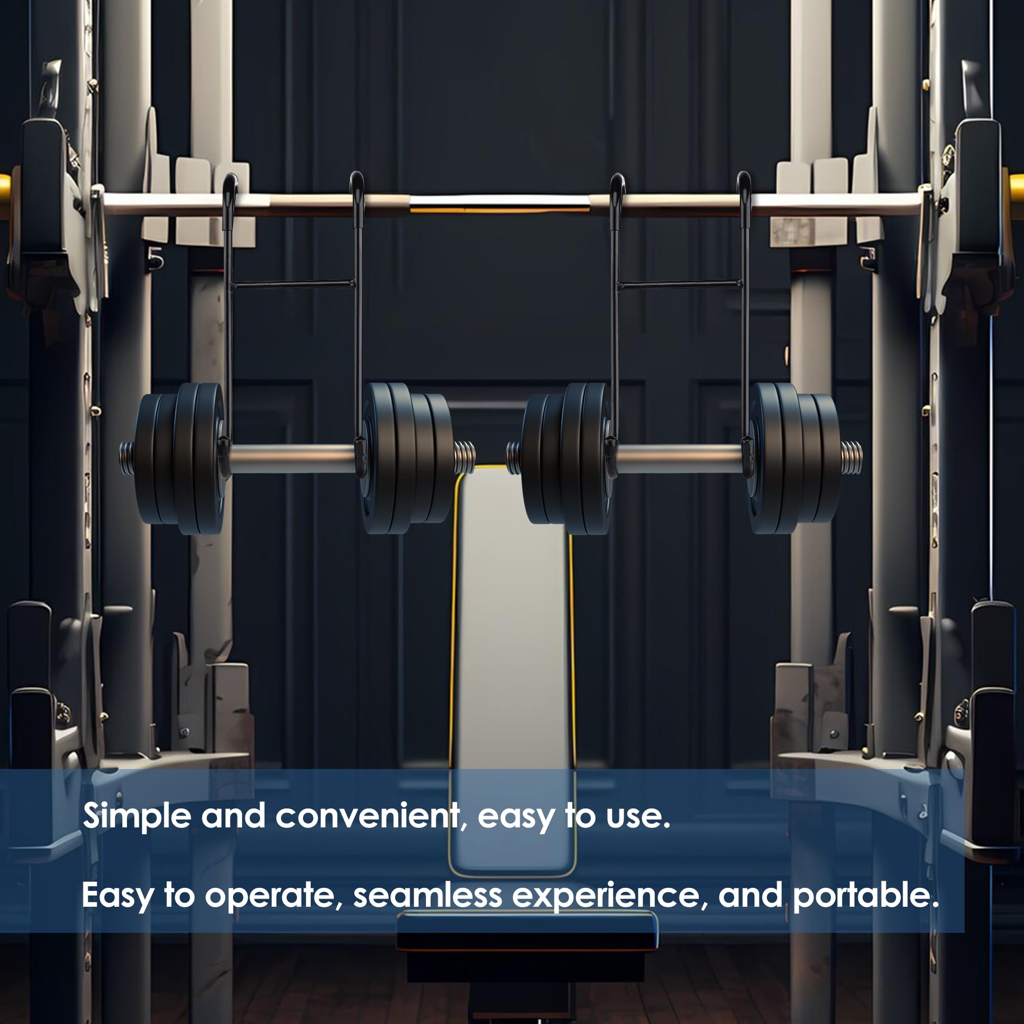 Dumbbell hooks, pack of 2 upgraded 250lb heavy-duty accessories for bench press, chest and shoulder workouts, safety hooks with straps for