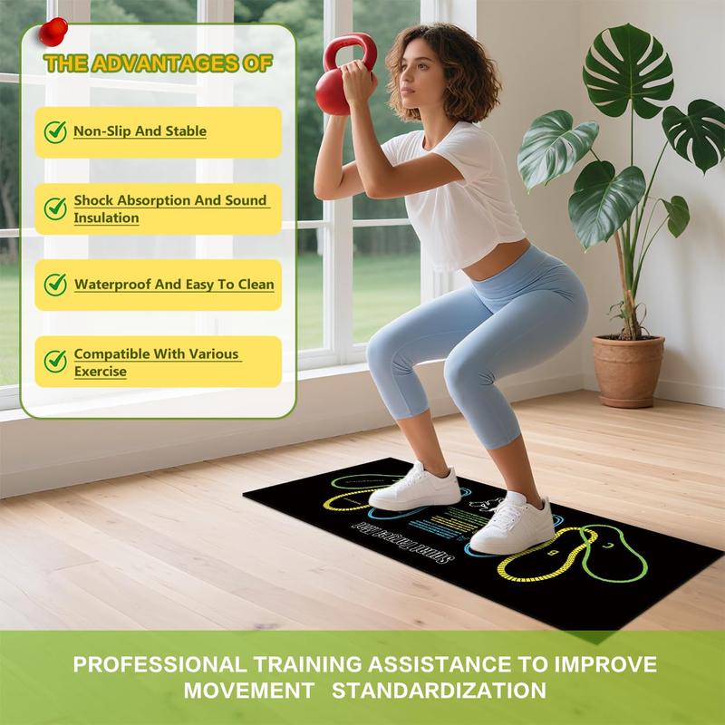Exercise Mat Perfect for Squats, Leg and Ab Workouts, Squat guide mat, Squat Step Position, Squat Mat Knee Mat Lightweight and Portable for Men and