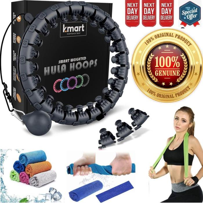 UK Seller K-MART Smart Weighted Hula Hoop - 24 Detachable Links, 360° Auto-Spinning Ball for Gymnastics, Massage