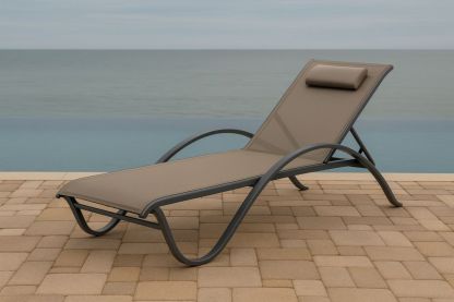 Sdraio in alluminio con tessuto textilene beige