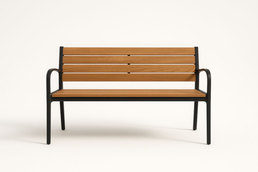 Panca in legno e metallo nero